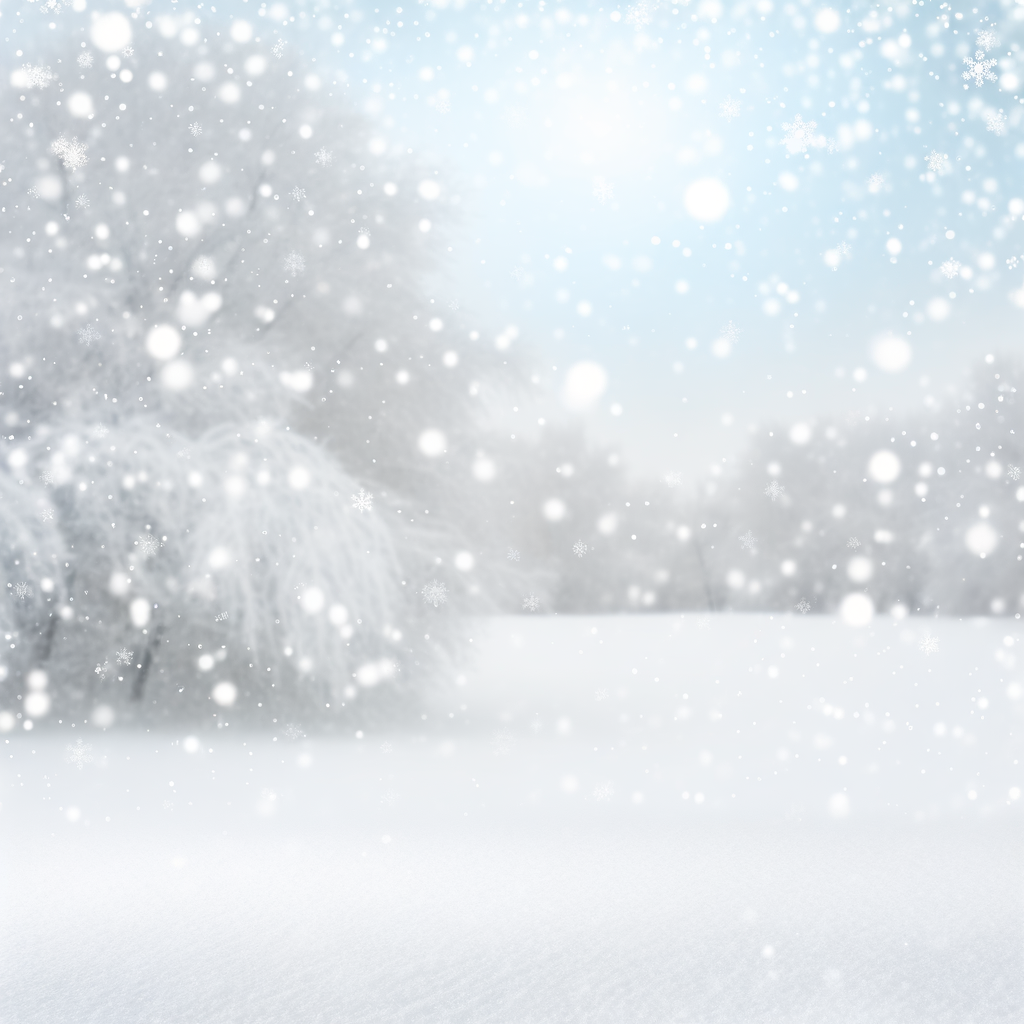 Imagine a serene winter scene where delicate snowflakes are falling from the sky, covering everything in a thick blanket of white. The air is crisp and cold, and the world is still with anticipation of the next flurry. The trees stand tall, their branches heavy with fresh snow, creating a beautiful winter wonderland.